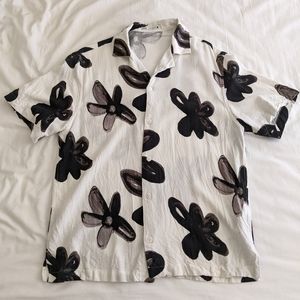 Zara Summer Floral Short Sleeve Button Shirt